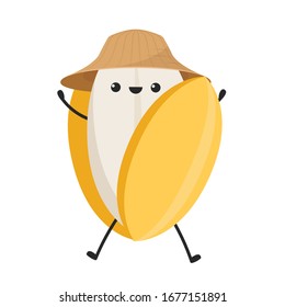 Rice character design. rice vector on white background. rice seed.