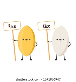 Rice character design. rice vector on white background. rice seed.