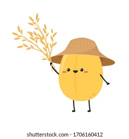 Rice character design. rice vector on white background. rice seed.