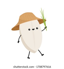 Rice character design. rice vector on white background. rice seed.