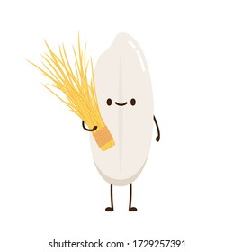 Rice character design. rice vector on white background. rice seed.