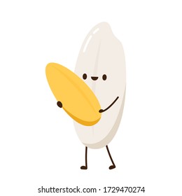 Rice character design. rice vector on white background. rice seed.