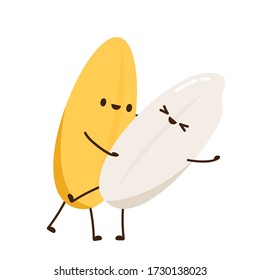 Rice character design. rice vector on white background. rice seed.