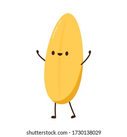 Rice character design. rice vector on white background. rice seed.