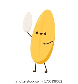 Rice character design. rice vector on white background. rice seed.