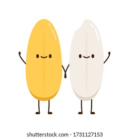 Rice character design. rice vector on white background. rice seed.