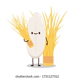 Rice character design. rice vector on white background. rice seed.