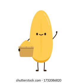 Rice character design. rice vector on white background. rice seed.  
