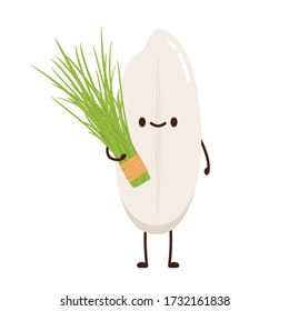 Rice character design. rice vector on white background. rice seed.