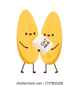 Rice character design. rice vector on white background. rice seed. Oat milk.