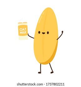 Rice character design. rice vector on white background. rice seed. Oat milk.