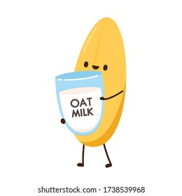 Rice character design. rice vector on white background. rice seed. Oat milk.