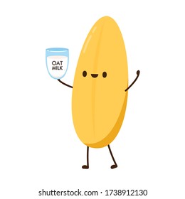 Rice character design. rice vector on white background. rice seed. Oat milk.