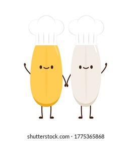 Diseño de carácter de arroz. vector de arroz sobre fondo blanco. semilla de arroz.