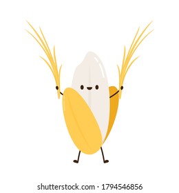 Rice character design. rice vector on white background. rice seed.