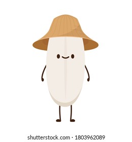 Rice character design. rice vector on white background. rice seed.