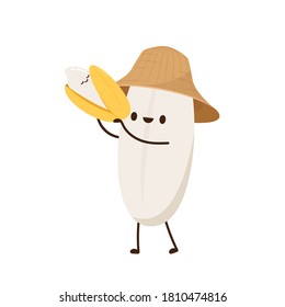 Rice character design. rice vector on white background. rice seed.