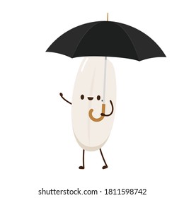 Rice character design. rice vector on white background. rice seed. umbrella vector.