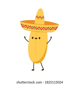 Rice character design. rice vector on white background. rice seed. Rice with a Mexican hat