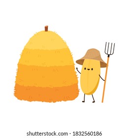 Rice character design. rice vector on white background. rice seed. Wheat straw.