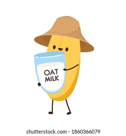 Rice character design. rice vector on white background. rice seed. Oat milk.