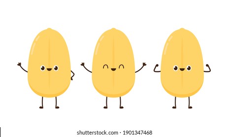 Rice character design. rice vector on white background. rice seed.