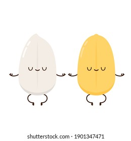 Rice character design. rice vector on white background. rice seed.