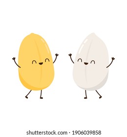 Diseño de carácter de arroz. vector de arroz sobre fondo blanco. semilla de arroz.