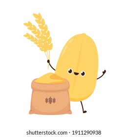 Rice character design. rice vector on white background. rice seed.
