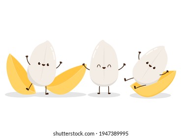 Rice character design. rice vector on white background. rice seed.