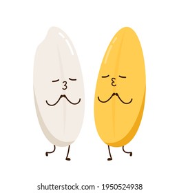 Rice character design. rice vector on white background. rice seed.