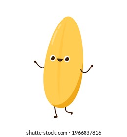 Diseño de carácter de arroz. vector de arroz sobre fondo blanco. semilla de arroz. Carácter de arroz con cáscara.