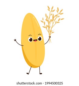 Rice character design. rice vector on white background. rice seed.