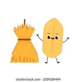 Rice character design. rice vector on white background. rice seed. Wheat straw.