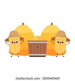 Rice character design. rice vector on white background. rice seed. Wheat straw.