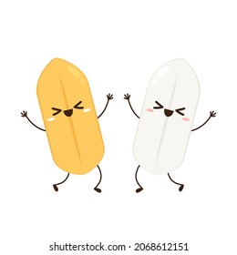 Rice character design. rice vector on white background. Paddy vector.