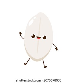 Rice character design. rice vector on white background. rice seed.