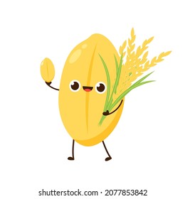 Rice character design. rice vector on white background. Paddy vector.