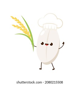 Diseño de carácter de arroz. vector de arroz sobre fondo blanco. Vector Paddy.