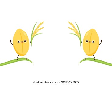 Rice character design. rice vector on white background. Paddy vector.