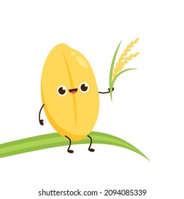 Rice character design. rice vector on white background. Paddy vector.