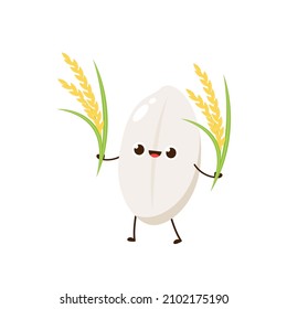 Rice character design. rice vector on white background. Paddy vector.
