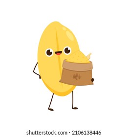 Rice character design. rice vector on white background. rice seed.