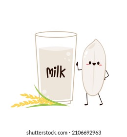 Rice character design. rice vector on white background. Paddy vector. Rice milk.