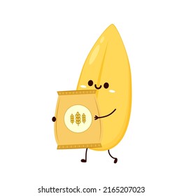 Rice character design. rice vector on white background. rice seed.