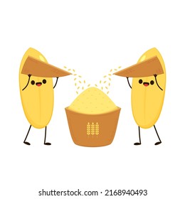 Rice character design. rice vector on white background. Paddy vector.