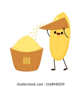 Rice character design. rice vector on white background. Paddy vector.