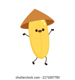 Rice character design. rice vector on white background. Paddy vector.