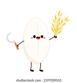 Rice character design. rice vector on white background. Paddy vector.