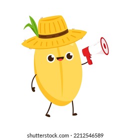Rice character design. rice vector on white background. Paddy vector.